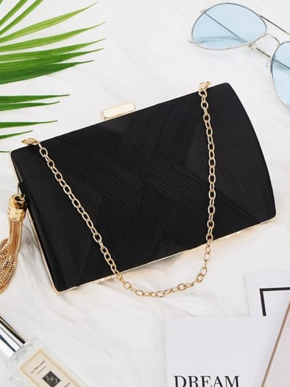 Women Clutch Bag Evening bag Fringed Evening Handbag, Party Wedding Clutch - D